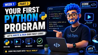 Your First Python Program in English Hello World Print Python for Beginners Week 1 Part 3