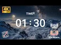 01 30s 90 Second TIMER with Tick Tock Sound Every Second and Alarm for 10s - No Loop