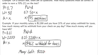 Percentages - Solving Percent Problems