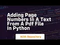 Adding page numbers in a text from a PDF file in Python