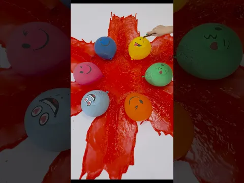 🟣🔵🟢🟠🔴 five water color balloon orbeez popping asmr satisfying