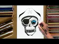 How to draw simple skull and crossbones pirates skull