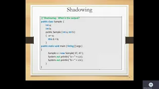Java I Chapter 5 Class 3 Shadowing