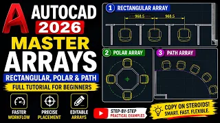 18 Master AutoCAD Arrays 2026 Rectangular Polar Path Array Full Tutorial for Beginners