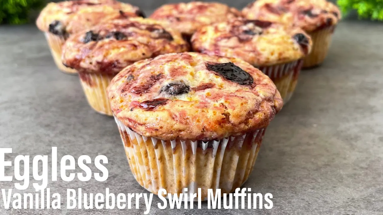 Eggless blueberry muffins   Vanilla blueberry swirl muffins   Eggless Muffins   Best Bites