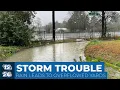 Water fills ditches yards after hours of steady rain in Augusta