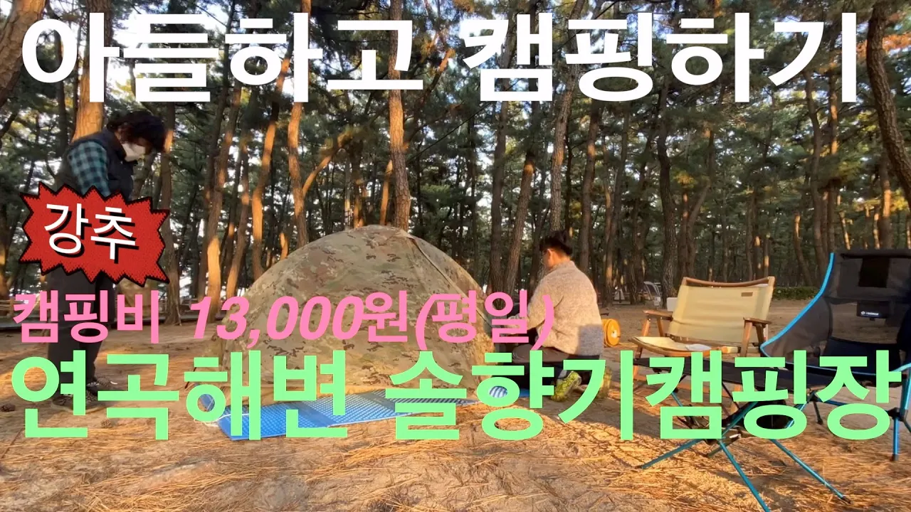 아들하고 캠핑...강릉 연곡해변 솔향기 캠핑장(강력추천) 캠핑비 13,000원(평일) サムネイル