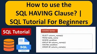 How to use the SQL HAVING Clause SQL Tutorial For Beginners Learn SQL