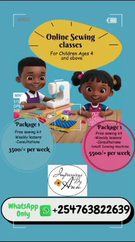ONLINE SEWING CLASSES FOR ADULT BEGINNERS AND CHIDREN AGED 4 YEARS OLD AND ABOVE.