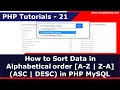 How to Sort Data using Alphabetical order a-z z-a ASC DESC in PHP MySQL PHP Tutorials - 21