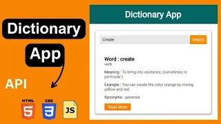 Dictionary App Using API HTML CSS JavaScript Dictionary App