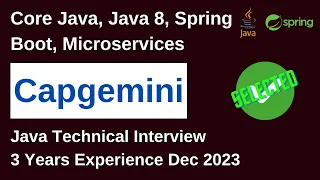 Capgemini Java Developer 3 Years Selected