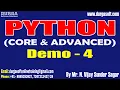 PYTHON tutorials Demo - 4 by Mr N Vijay Sunder Sagar On 18-04-2024 8AM IST