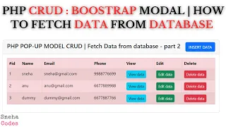 PHP CRUD-2 Bootstrap pop-up modal - How to Fetch data from database in PHP
