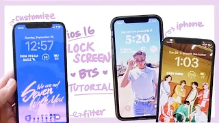 iOS 16 LOCK SCREEN CUSTOMIZATION BTS VERSION TUTORIAL APPS WIDGETS FILTERS