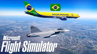 ESCOLTEI O AVIÃO DA SELEÇÃO EM TEMPO REAL NO FLIGHT SIMULATOR