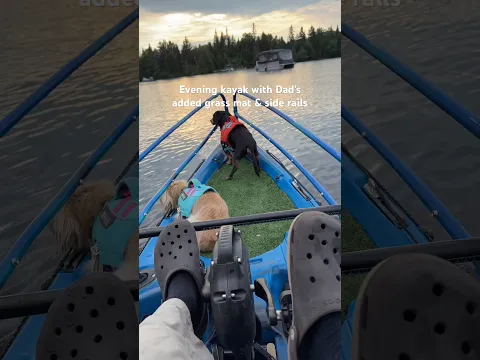 Crusoe & Daphne on a custom dog-friendly kayak!