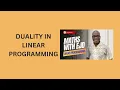 27 Duality in Linear Programming