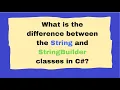 What is the difference between string and StringBuilder in C