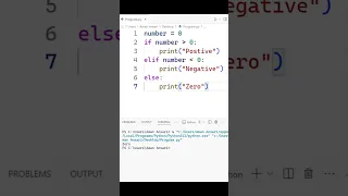 Write a python program if number is postive and negative or zero in simple way