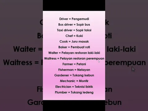 Kosakata Bahasa Inggris Tentang Pekerjaan #english #vocabulary