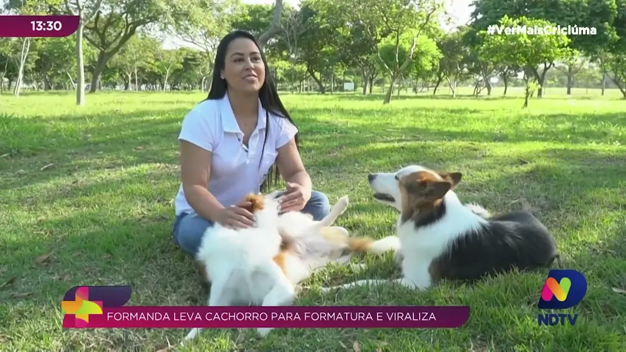 Formanda pega diploma ao lado do cachorro e viraliza nas redes sociais