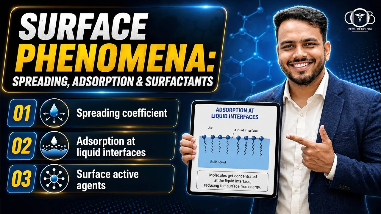 spreading coefficient || adsorption at liquid interfaces || surface active agents #bpharmacy #sgsir