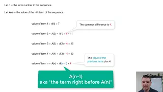 Algebra 1 4-7 Arithmetic Sequences Problem 3 - Writing a Recursive Formula