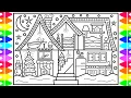 How to Draw a Christmas House with Decorations Christmas Drawing and Coloring Pages for Kids