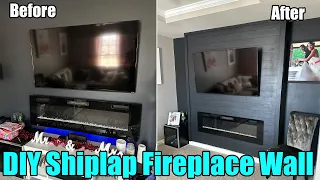 DIY Shiplap Fireplace Wall