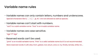 Python Variables name and Rules