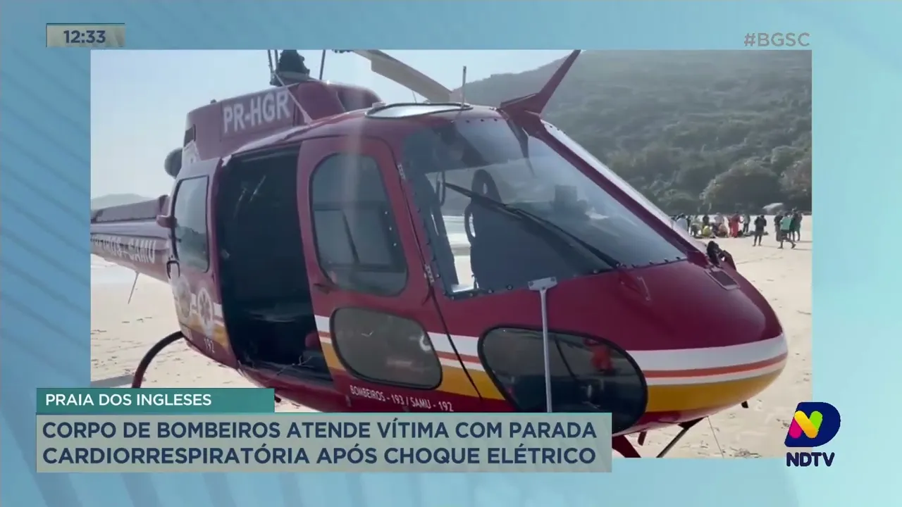 Bombeiros atendem vítima com parada cardiorrespiratória após choque elétrico na praia dos Ingleses