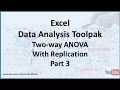 Excel Data Analysis Toolpak A Two-way ANOVA with Replication - Part 3
