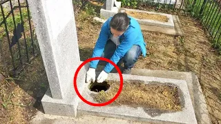 While cleaning her husband's grave, she saw a hole in the ground. When she looked there SHE...