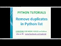 How to remove duplicates in python list python tutorials python remove duplicates in array
