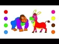 Gorilla COLORING PAGES For Kids - Learn Colors With Wild Animals Colouring Educational s