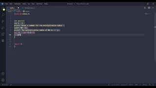 SIMPLE C PROGRAM TO PRINT A MULTIPLICATION TABLE
