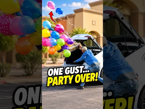 He Finally Got the Balloons In… The Wind Had Other Plans 😂