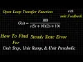 CONTROL SYSTEM SOLVED PROBLEM HOW TO FIND STEADY ERRORS FOR UNIT STEP RAMP AND PARABOLIC INPUTS