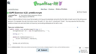 Java Practice It Exercise 4 22 printAcronym StringTokenizer method basics Strings