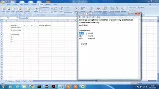 Solving LPP By Simplex Method in Excel Solver