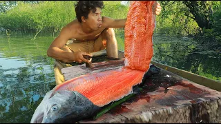 Download survival in the rainforest Eating Salmon Fish So Delicious MP3