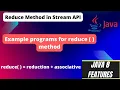 8 13 Reduce Method in stream Java 8 Java 8 Reduce method Example programs for Reduce method