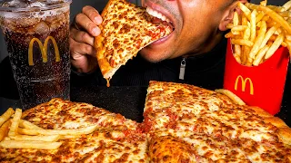 ASMR CHEESIEST CHEESE PIZZA MCDONALD S FRENCH FRIES EATING SHOW MOUTH SOUNDS NO TALKING MUKBAN