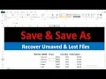 How To Save Recover Excel Files Recover lost and unsaved files of Excel Difference save save as