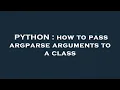 PYTHON how to pass argparse arguments to a class
