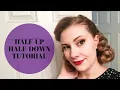 1950 S HALF UP HALF DOWN HAIRSTYLE HAIR TUTORIAL