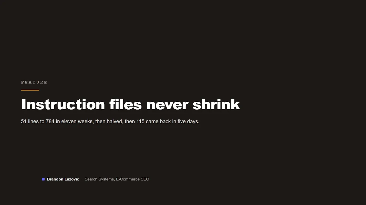 Video thumbnail: Why your AI instruction file never shrinks