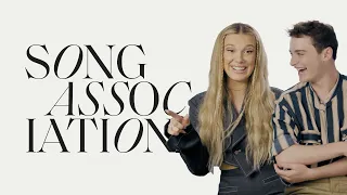 stranger things millie bobby brown u0026 noah schnapp sing khalid in a game of song association elle