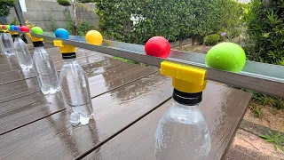 Rainy Day Marble Run☆PET Bottle Piers & Straight Iron Rail Track